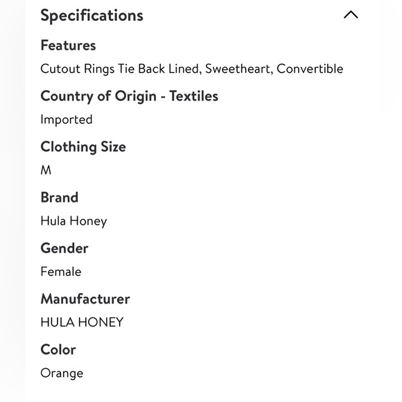 HULA HONEY Women's Orange Floral Cutout Rings Lined Convertible Swimsuit Top Sm - Picture 4 of 9